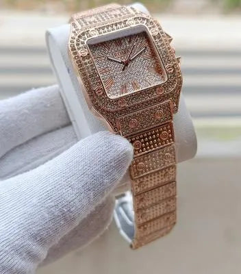 Luxury Diamond Rhinestone Watch Rose Gold Chain Strap