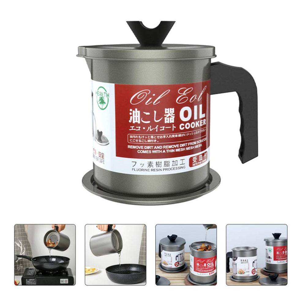 Oil Filter Pot with Tray – Stainless Steel Grease Storage Container