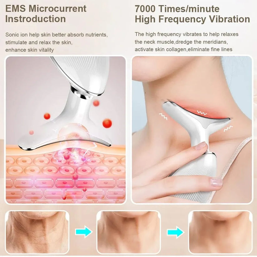 3-in-1 Facial & Neck Beauty Device – EMS Lifting, LED Therapy & Double Chin Treatment