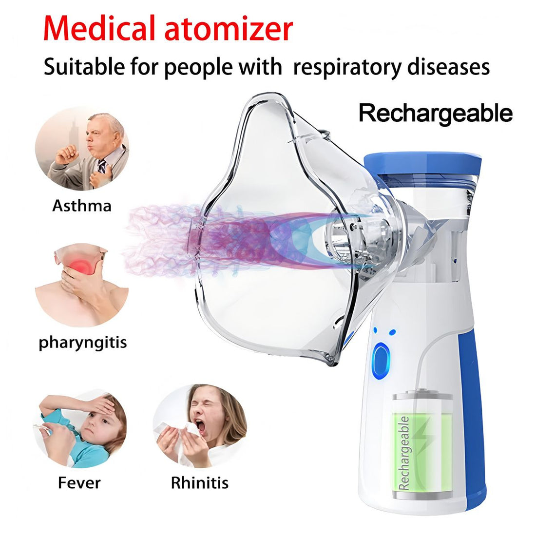Portable Mesh Nebulizer Machine for Kids & Adults – Handheld Inhaler for Home & Travel