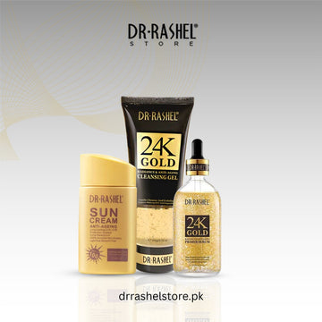 Combo - Dr. Rashel 24k Gold Primer Serum + Cleansing Gel + Sun Cream SPF100+++