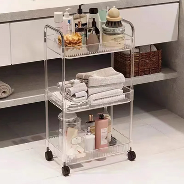 Multifunction Storage Rolling Utility Cart, Slim Sliding Organizer Rack For Bathroom Kitchen Living Room fully box pack premium quality