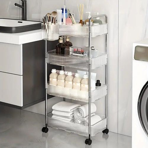 Multifunction Storage Rolling Utility Cart, Slim Sliding Organizer Rack For Bathroom Kitchen Living Room fully box pack premium quality