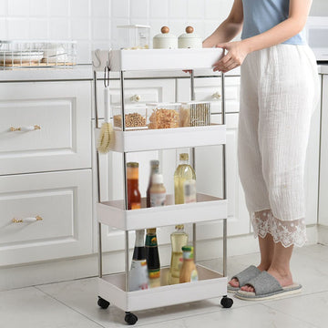 Kitchen Storage Cabinets 4 Layer Movable Gap Storage Rack Kitchen Bathroom Slim Slide Organizer