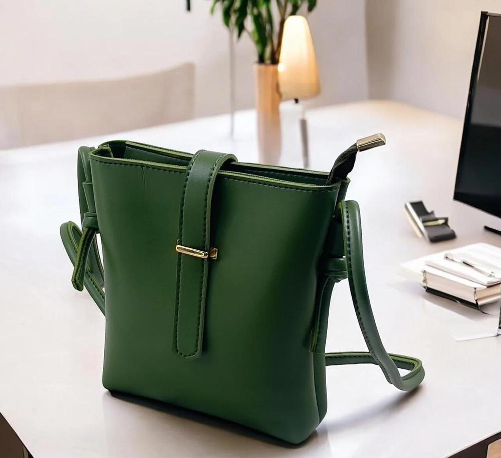 Green PU Leather Shoulder Bag for Women