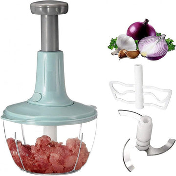 Manual Food Chopper & Mixer | Dual Blade System (Metal + Plastic) | 1.5L / 2L Capacity | No Electricity Required